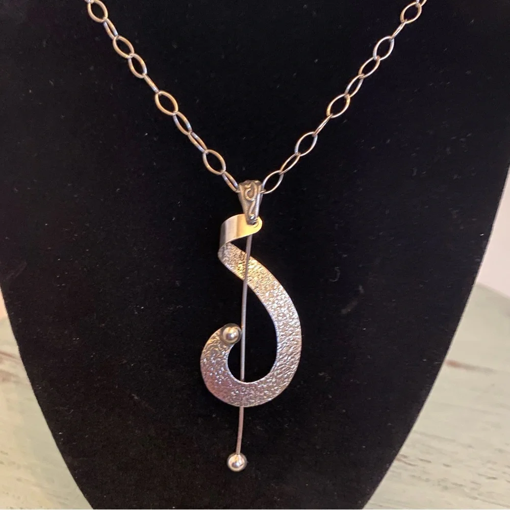 Vintage Modernist .925 Sterling Necklace - Picture 11 of 13